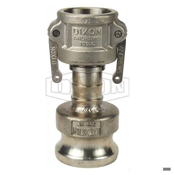 Type DA Cam and Groove Reducing Coupler, 1-1/2 x 1 in Nominal, Coupler x Adapter End Style, 316 SS